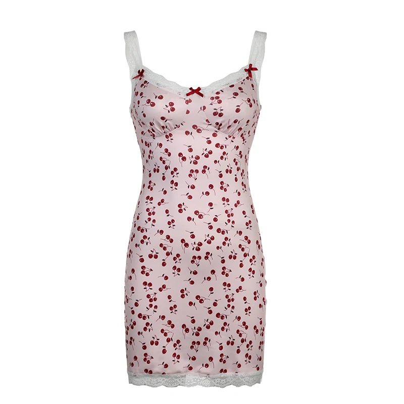 Sweet Cherry Print Y2K Mini Dress - Cute Coquette Aesthetic for Trendy Outfits