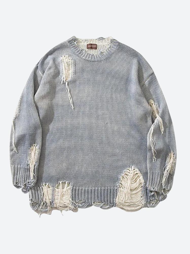 Tasseled Distressed Grunge Sweater - Y2K Aesthetic Cozy Top for Edgy Outfits