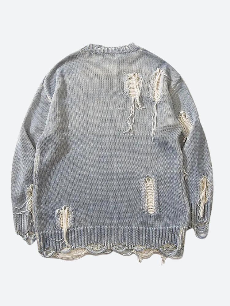 Tasseled Distressed Grunge Sweater - Y2K Aesthetic Cozy Top for Edgy Outfits