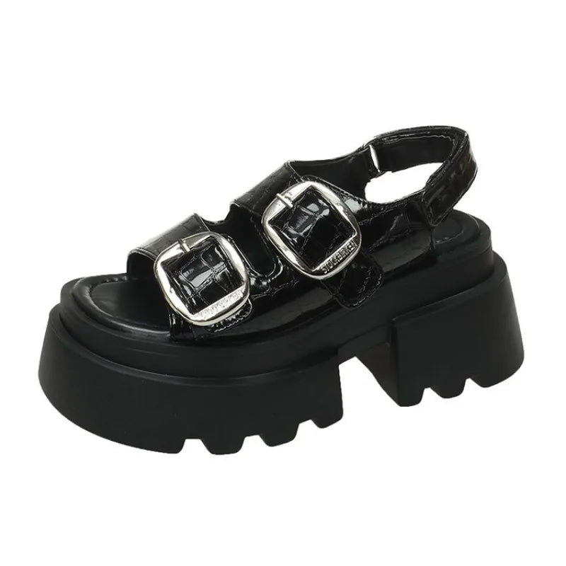 Thick Sole Y2K Punk Sandals for Grunge Aesthetic and Coquette Style Outfits