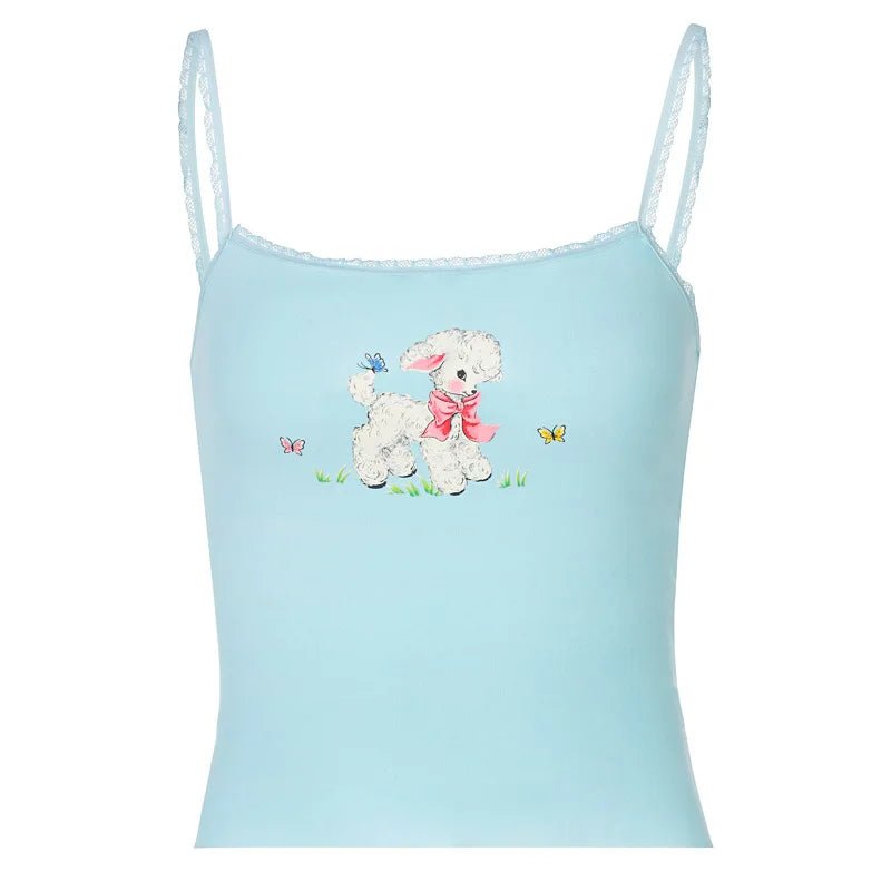 Trendy Baby Blue Animal Print Top for Y2K Fashion Lovers and Coquette Aesthetic Enthusiasts