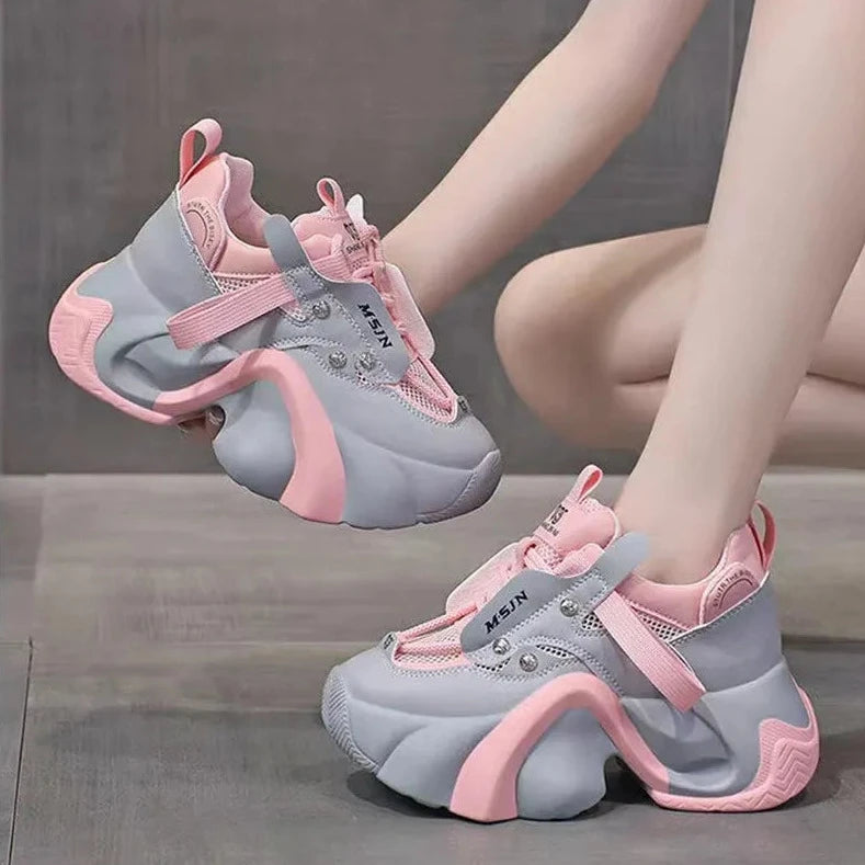 Trendy Chunky Mesh Platform Sneakers for Y2K Aesthetic and Grunge Style Lovers