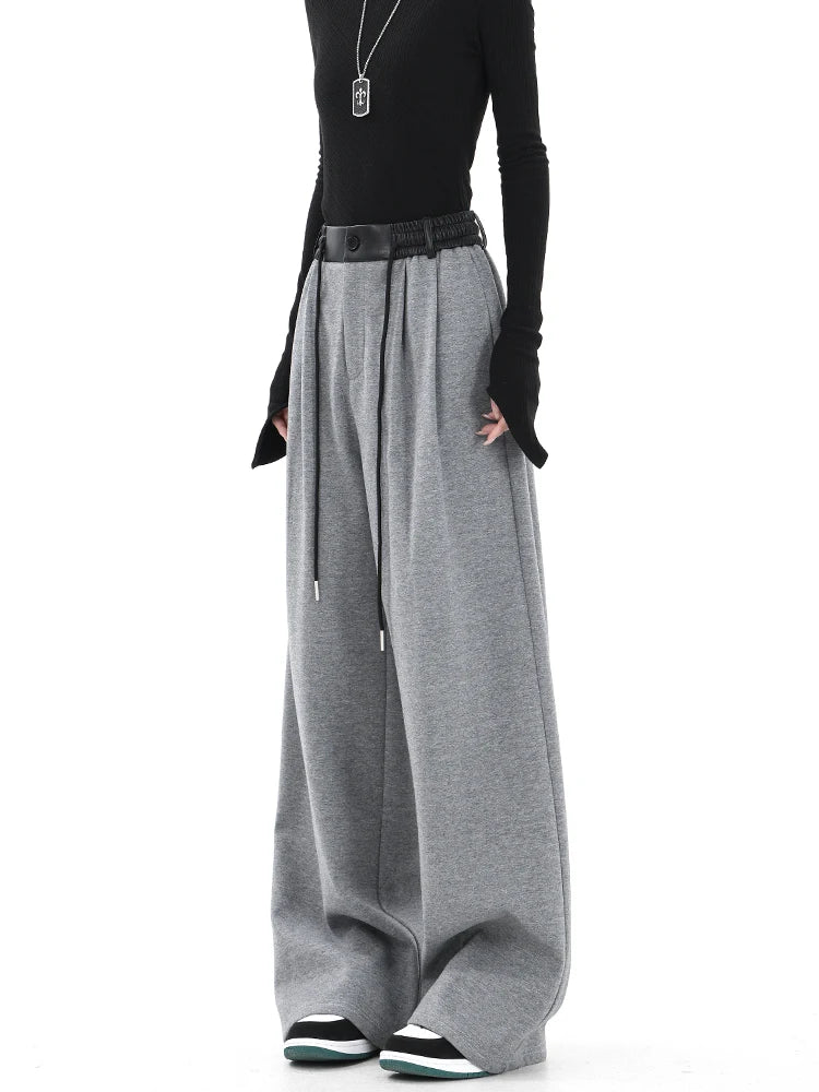 Trendy Contrast Spliced Wide Pants for Y2K Aesthetic and Grunge Style Outfits