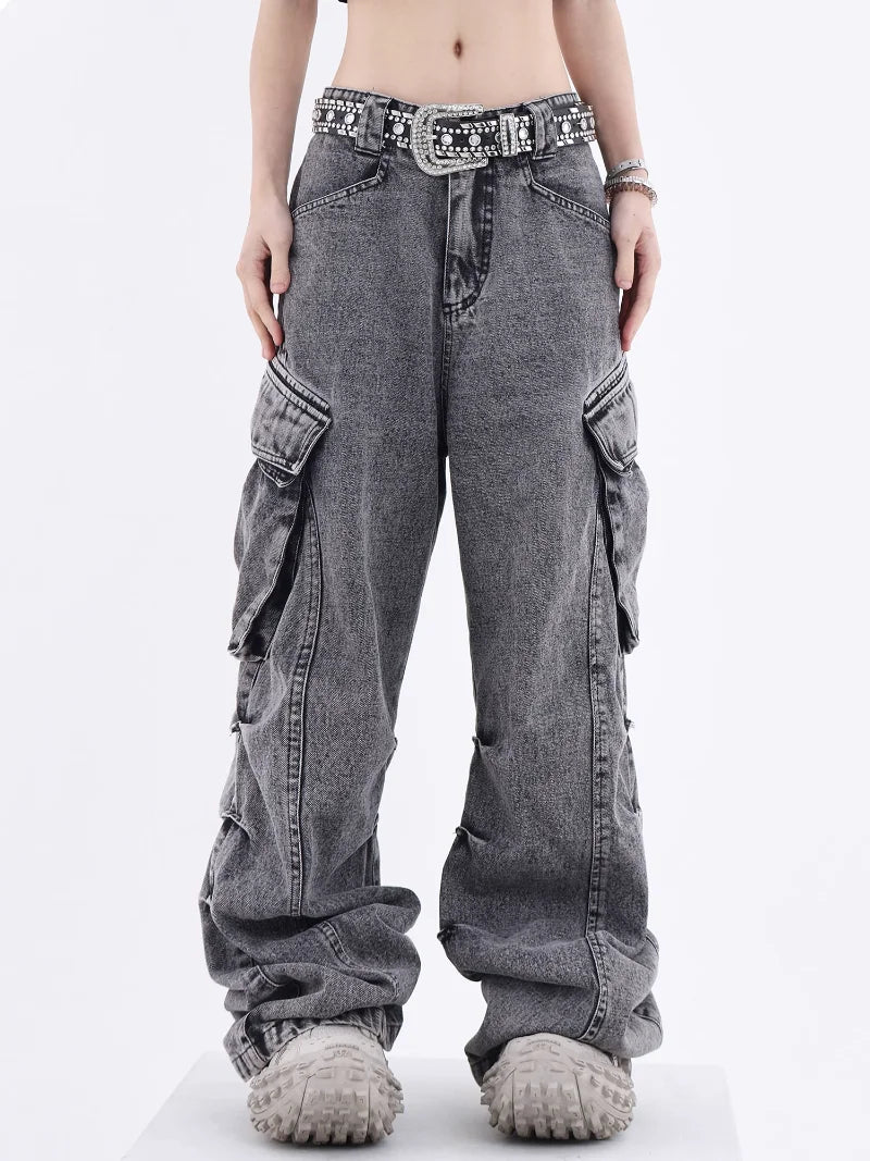 Trendy Harajuku Street Style Cargo Pants for Y2K Aesthetic and Grunge Outfits