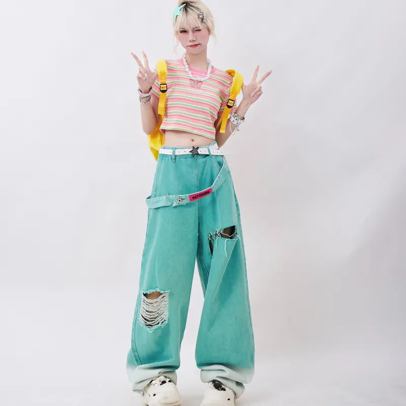 Trendy Harajuku Y2K Cargo Pants for a Chic Coquette Aesthetic Look