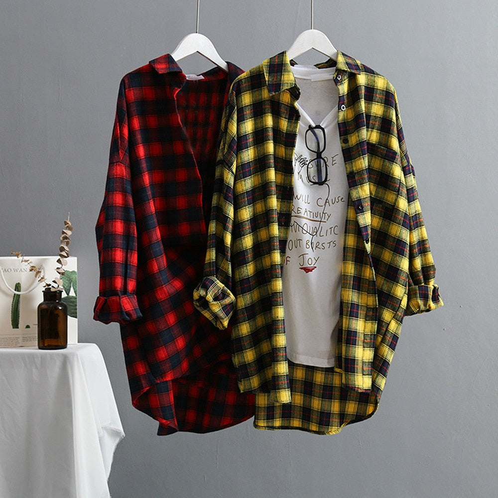 Trendy Loose Plaid Shirt for Y2K Fashion Lovers - Perfect for Coquette and Grunge Aesthetics