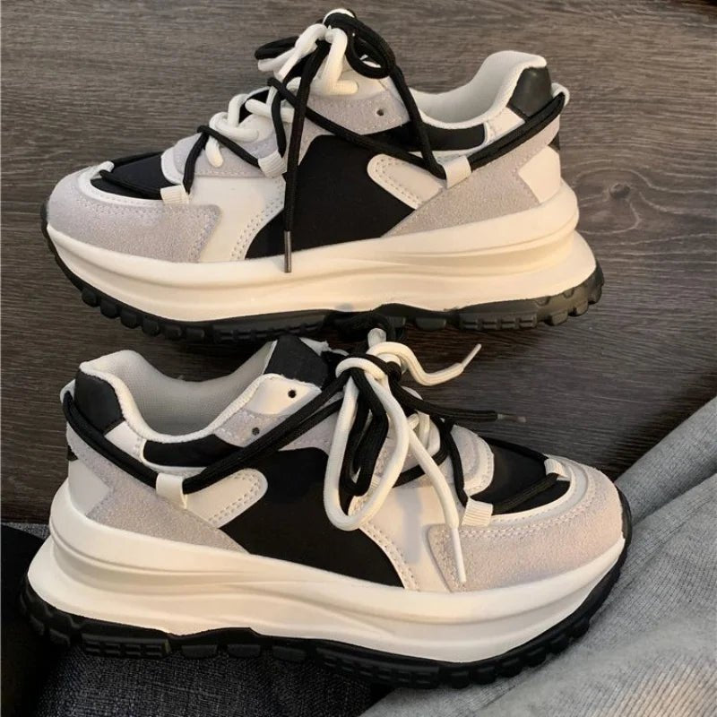 Trendy Mixed Color Platform Sneakers for Y2K Aesthetic and Grunge Style Outfits