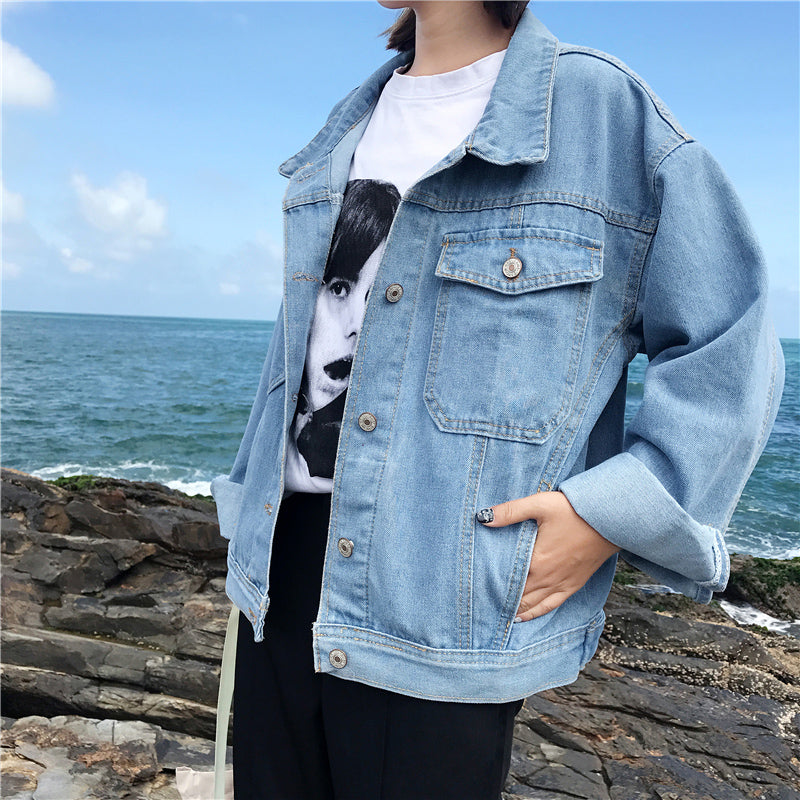 Trendy Oversized Denim Jacket for Y2K Aesthetic and Grunge Style Outfits