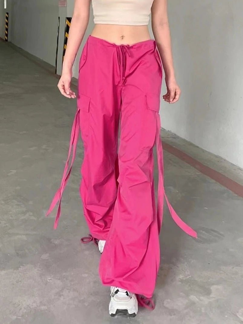 Trendy Pink Cargo Pants for Y2K Aesthetic Outfits and Coquette Style Looks