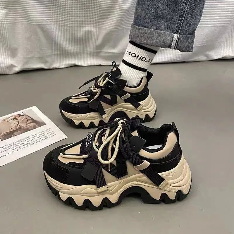 Trendy Thick Sole Sneakers for Y2K Aesthetic and Grunge Style Outfits