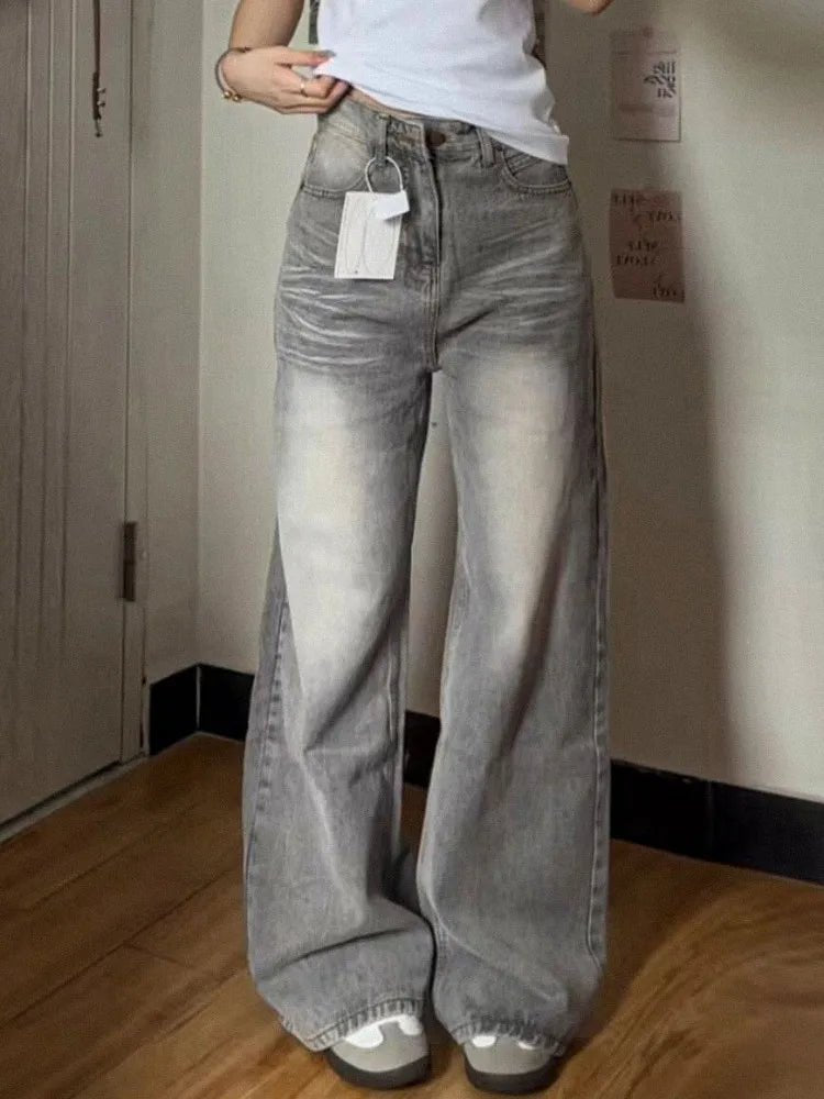 Trendy Y2K Baggy Denim Pants for a Chic Grunge Aesthetic Look