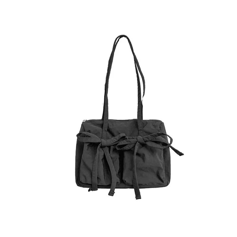 Trendy Y2K Nylon Shoulder Bag for Coquette and Grunge Aesthetic Outfits