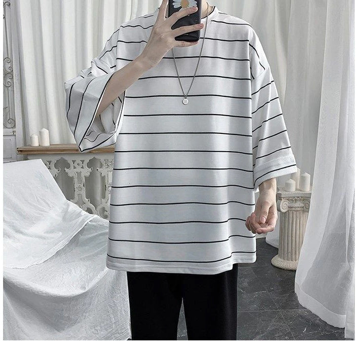 Trendy Y2K Oversized Striped Hip Hop Shirt for a Chic Grunge Aesthetic Look