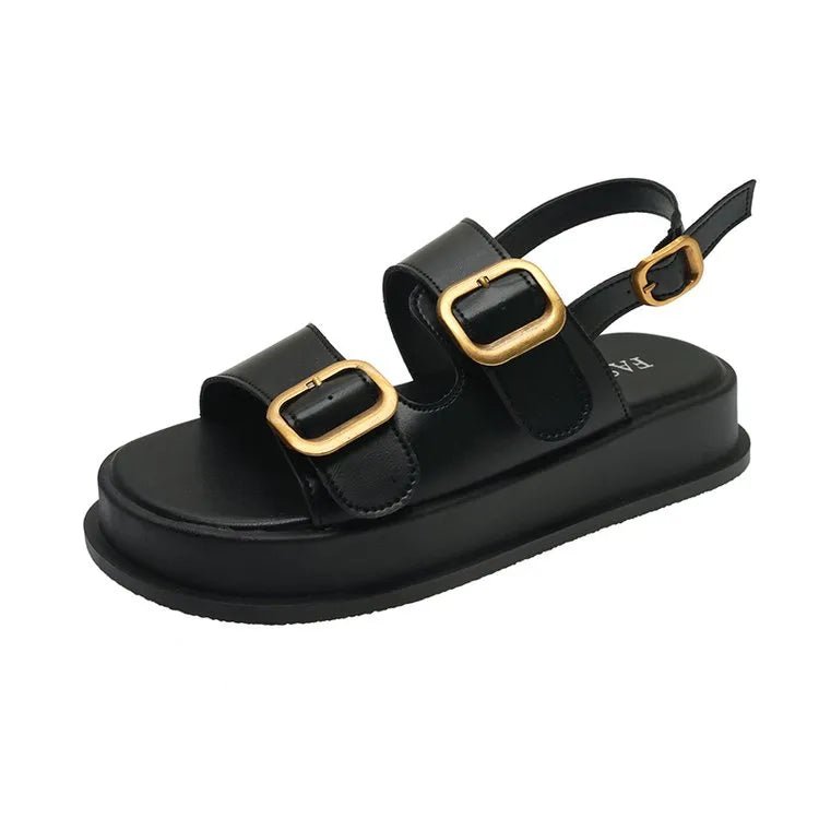 Trendy Y2K Platform Sandals with Pin Buckle for Coquette and Grunge Aesthetic Styles