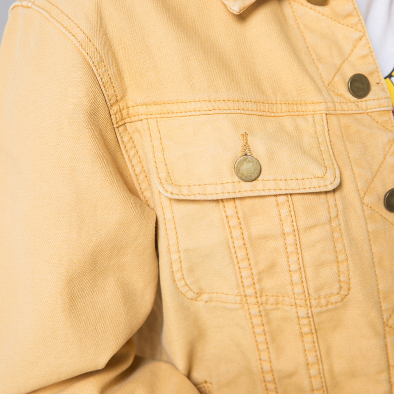 Trendy Y2K Yellow Denim Jacket for a Chic Coquette Aesthetic Look