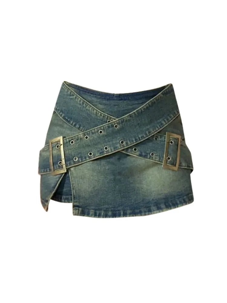 Trendy Zipper A-Line Denim Skirt for Y2K Fashion Lovers and Grunge Aesthetic Enthusiasts