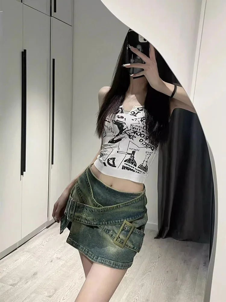 Trendy Zipper A-Line Denim Skirt for Y2K Fashion Lovers and Grunge Aesthetic Enthusiasts