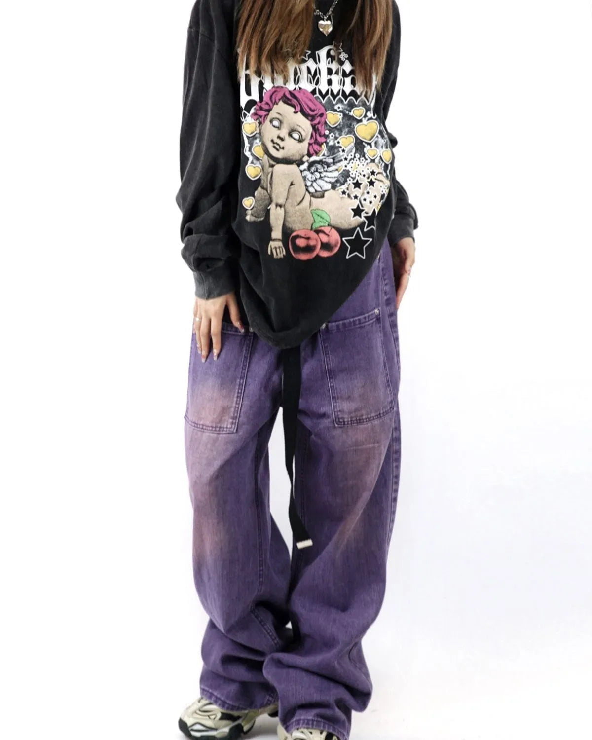 Vintage Baggy Y2K Jeans for a Retro Aesthetic Look in Y2K Fashion Style