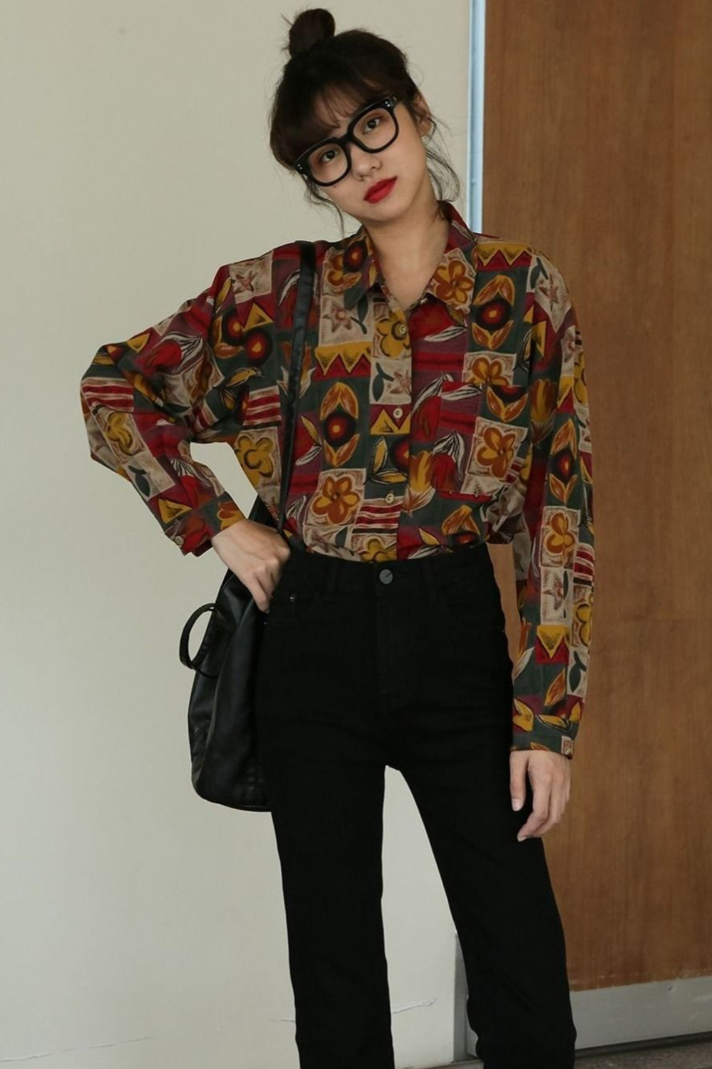 Vintage Floral Y2K Aesthetic Long Sleeve Blouse - Retro Cute Top for Stylish Outfits