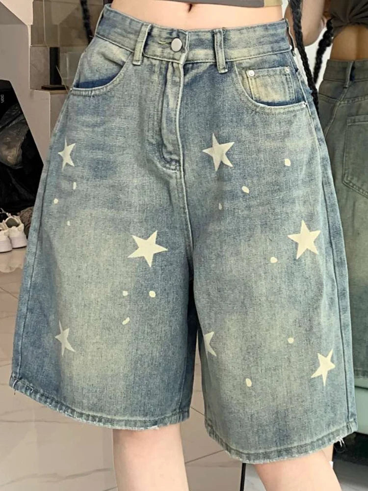 Vintage-Inspired Washed Denim Shorts for Y2K Aesthetic Outfits and Casual Summer Style