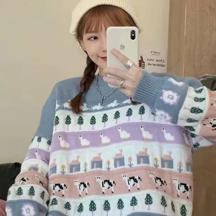 Vintage Kawaii Oversized Hoodie - Y2K Aesthetic Comfy Fashion for Cute Outfits