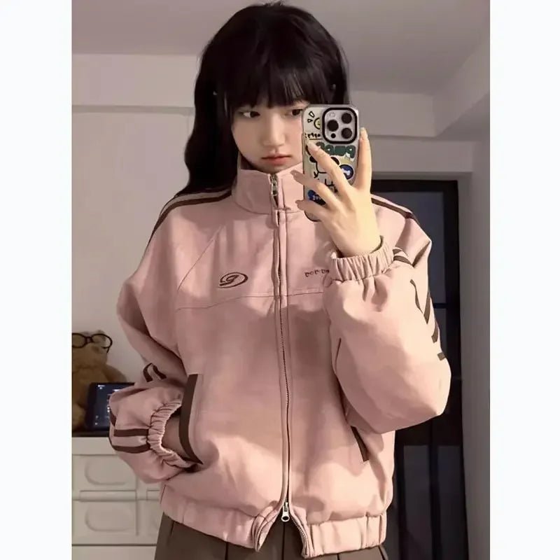 Vintage Pink Suede Jacket - Y2K Aesthetic Outerwear for Coquette and Grunge Styles