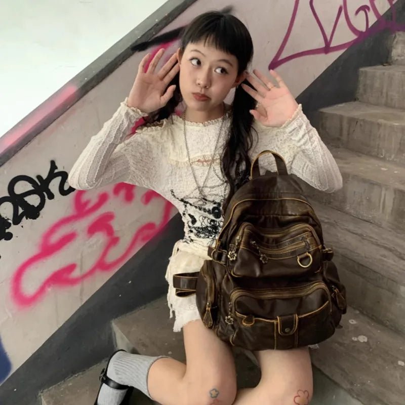 Vintage Y2K Aesthetic Backpack for Retro Style Lovers and Trendsetters