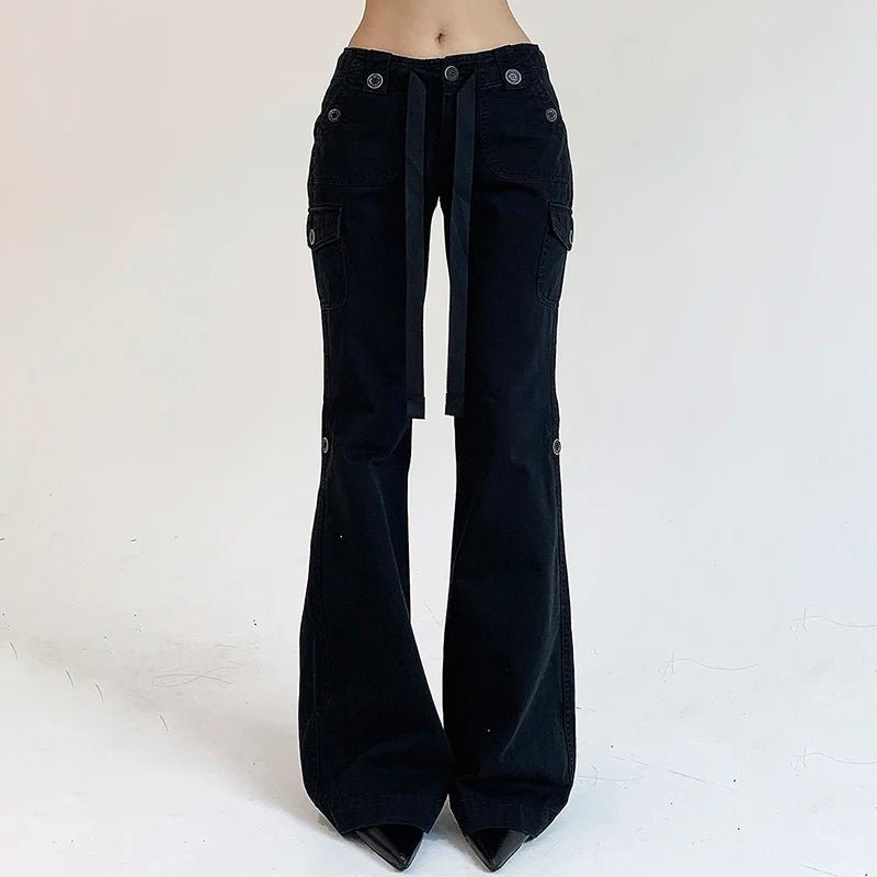 Vintage Y2K Brown Flared Jeans for Retro Aesthetic Outfits and Grunge Style Looks