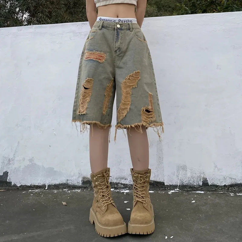 Vintage Y2K Denim Baggy Shorts for a Retro Aesthetic Look and Comfy Style