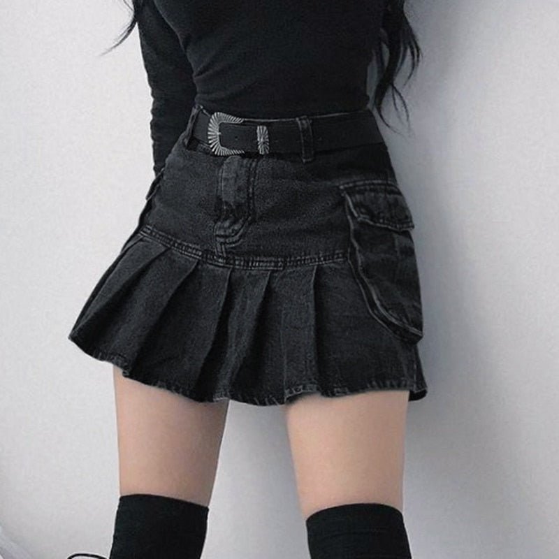 Vintage Y2K Pleated Cargo Skirt for Trendy Y2K Aesthetic Outfits and Grunge Style