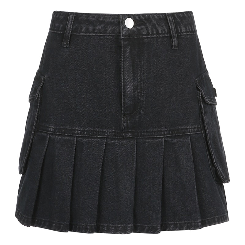 Vintage Y2K Pleated Cargo Skirt for Trendy Y2K Aesthetic Outfits and Grunge Style