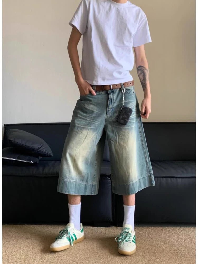 Washed Blue Jean Shorts for Y2K Aesthetic Outfits - Vintage-Inspired Casual Style