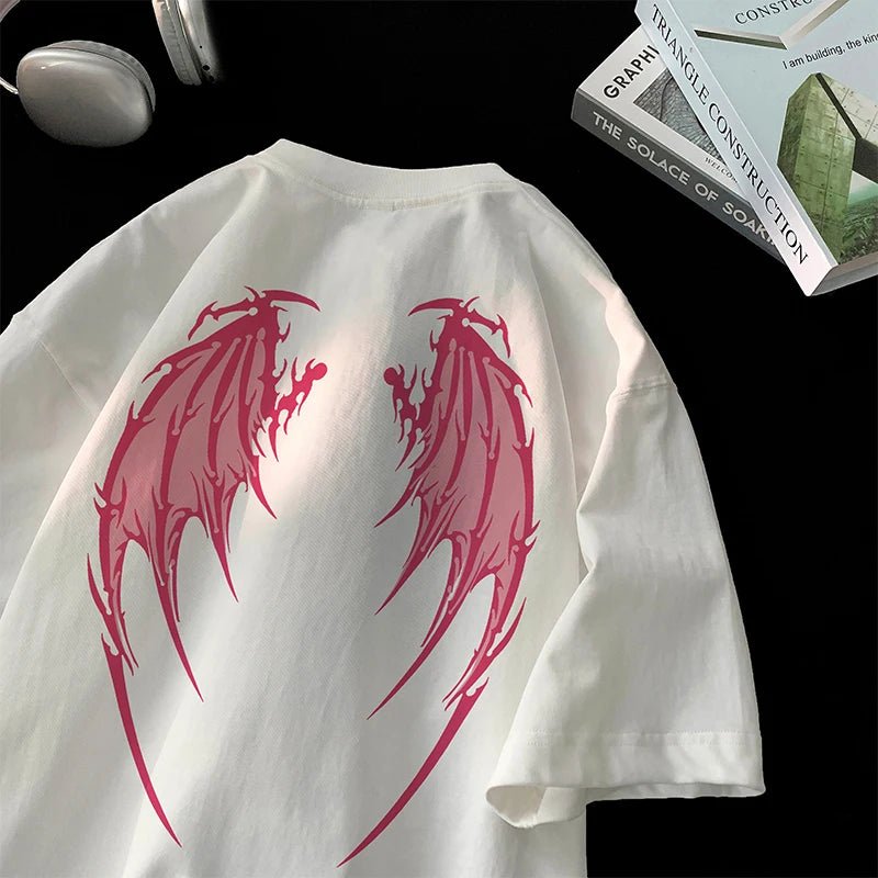 Y2K Aesthetic Angel Wings T-Shirt - Cute Graphic Tee for Coquette and Grunge Styles