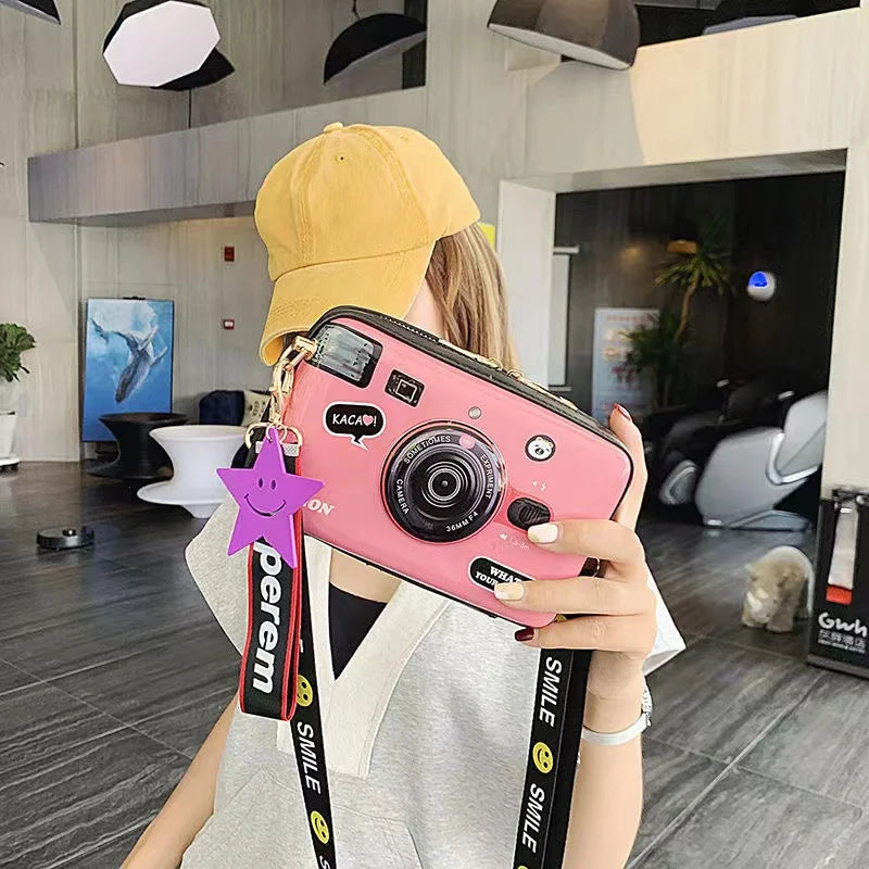 Y2K Aesthetic Camera Style Shoulder Bag for Trendy Outfits and Everyday Use