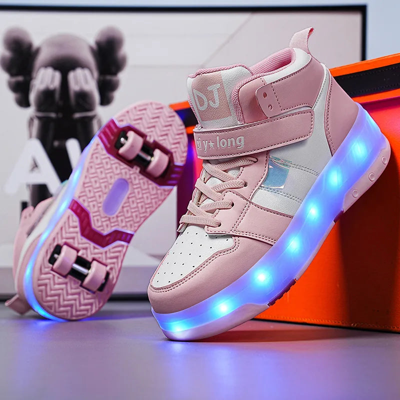 Y2K Aesthetic Cute LED Light Roller Sneakers for Trendy Outfits and Fun Style