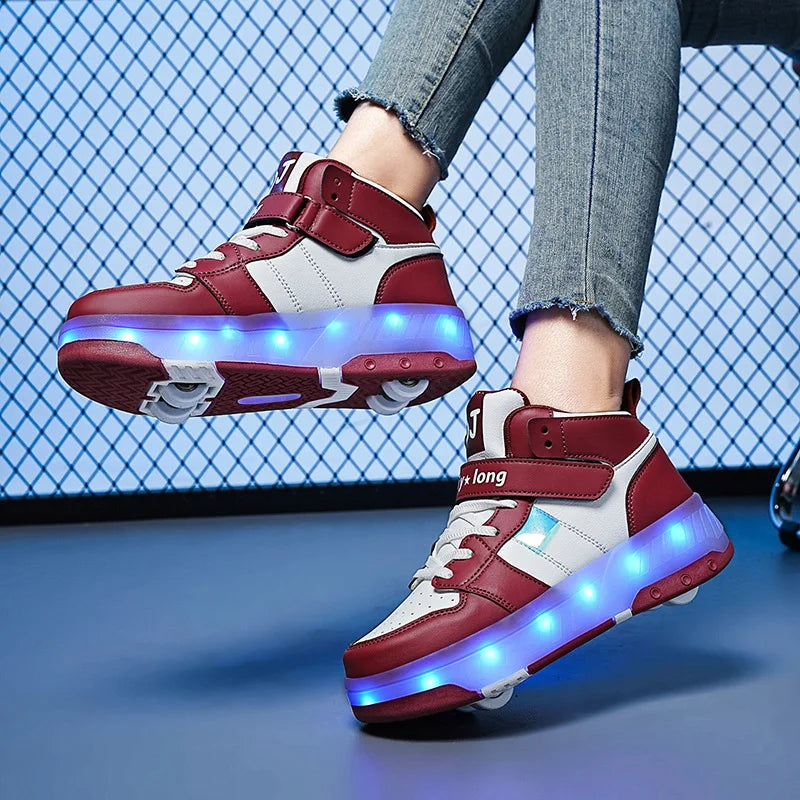 Y2K Aesthetic Cute LED Light Roller Sneakers for Trendy Outfits and Fun Style