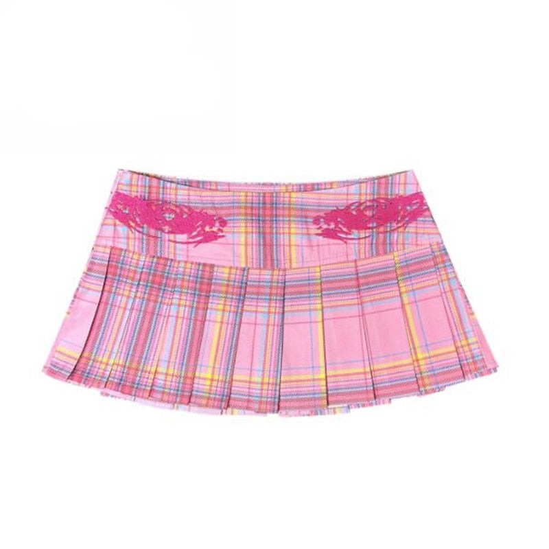 Y2K Aesthetic Gyaru Hot Pink Pleated Skirt for Trendy Coquette and Grunge Outfits