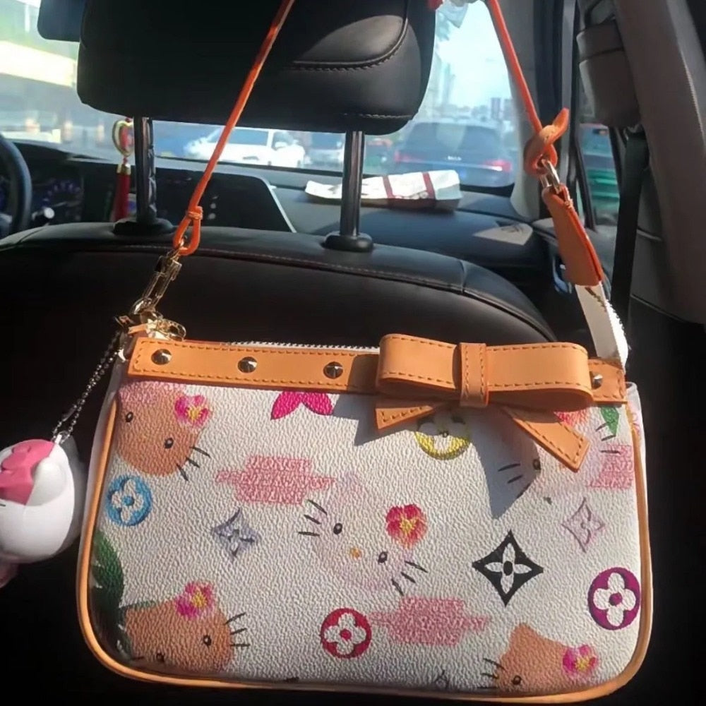 Y2K Aesthetic Hello Kitty Monogram Handbag - Cute Purse for Coquette and Grunge Styles