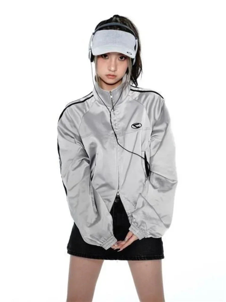 Y2K Aesthetic Loose Track Jacket for Trendy Grunge and Coquette Outfits