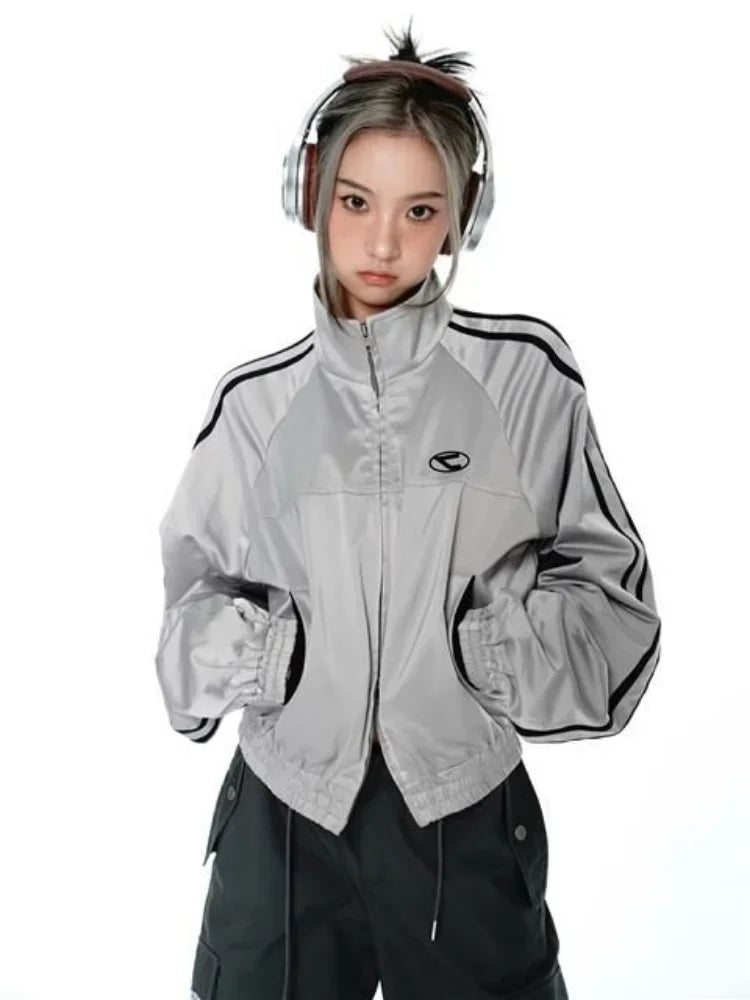 Y2K Aesthetic Loose Track Jacket for Trendy Grunge and Coquette Outfits