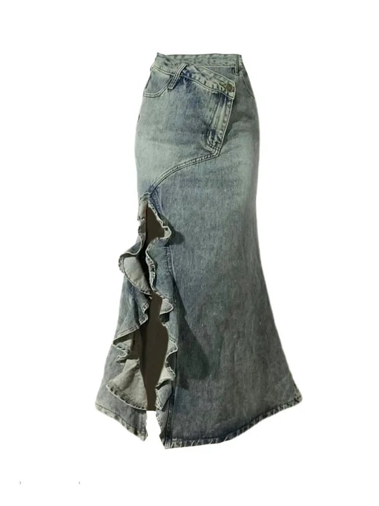 Y2K Aesthetic Mermaid Denim Skirt - Trendy Cargo Style for Cute and Comfy Outfits