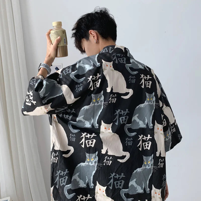 Y2K Aesthetic Oversized Summer Cat Shirt - Cute and Comfy for Trendy Outfits