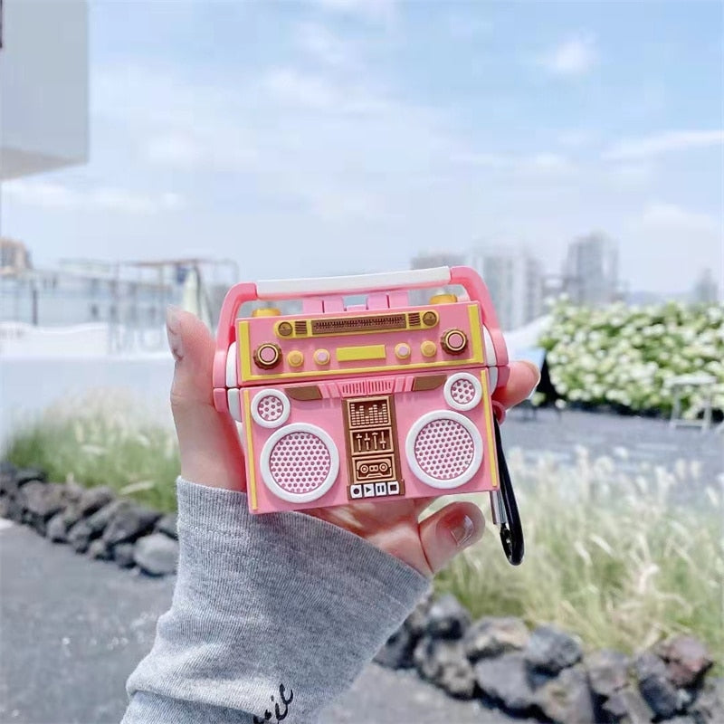 Y2K Aesthetic Pink Retro Radio Case for AirPods - Cute and Stylish Accessory