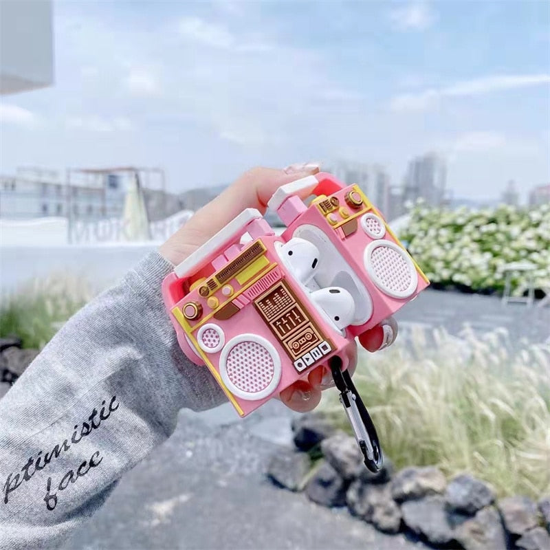 Y2K Aesthetic Pink Retro Radio Case for AirPods - Cute and Stylish Accessory