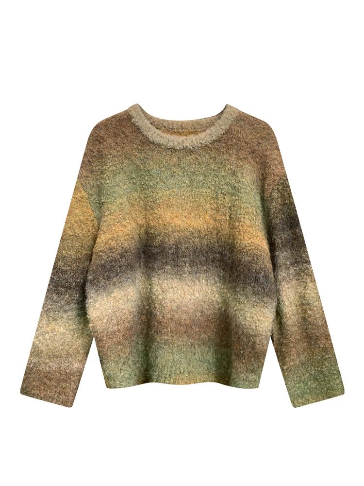 Y2K Aesthetic Retro Gradient Knit Sweater - Cozy Vintage Style for Trendy Outfits