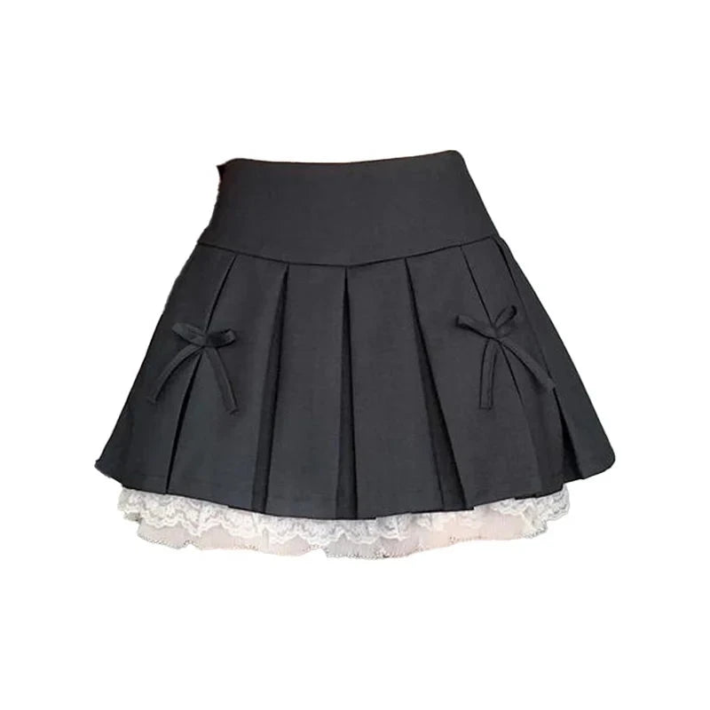 Y2K Aesthetic Spliced Lace Mini Skirt - Trendy Grunge Style for Chic Outfits