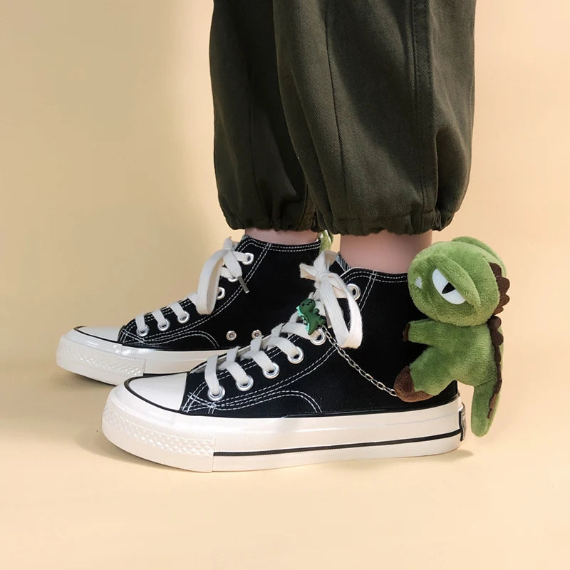 Y2K Aesthetic Weirdcore Dinosaur Canvas Shoes for Unique and Trendy Outfits