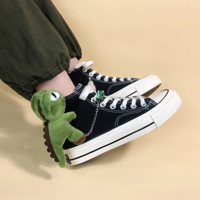 Y2K Aesthetic Weirdcore Dinosaur Canvas Shoes for Unique and Trendy Outfits