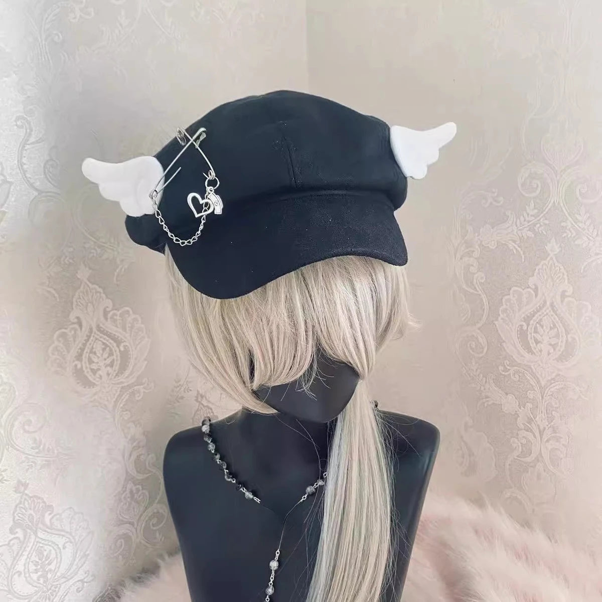 Y2K Angel Wings Cap: Trendy Y2K Aesthetic Hat for Coquette and Grunge Styles