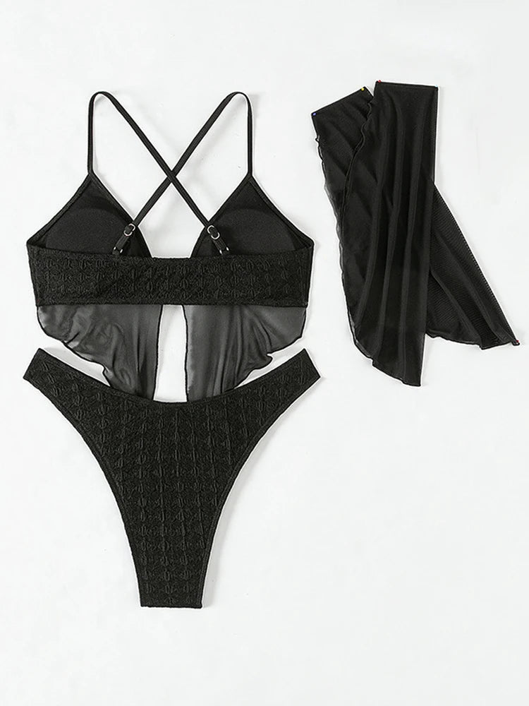 Y2K Black Mesh Bikini Set - Trendy Coquette Aesthetic Swimwear for Summer Vibes